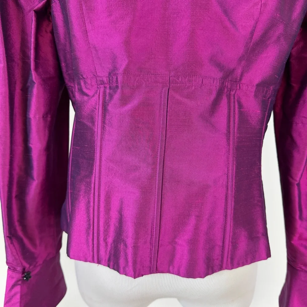 SHANI Stand Collar Silk Shantung Blouse Size 10 NWT - Picture 9 of 10